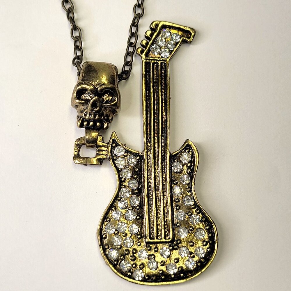 Skull Guitar Necklace Pendant